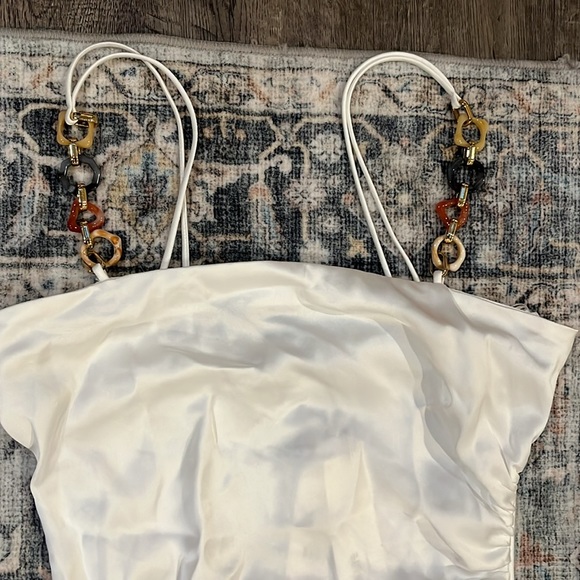 Zara Women’s Small White Silky Thigh Slit Maxi Dress NWT - Picture 3 of 5